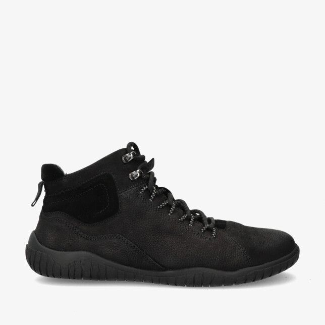 Zwarte Josef Seibel 20703 100 halfhoge sneakerboot met ruw leer metalen haken gevlekte veters en soepele profielzool