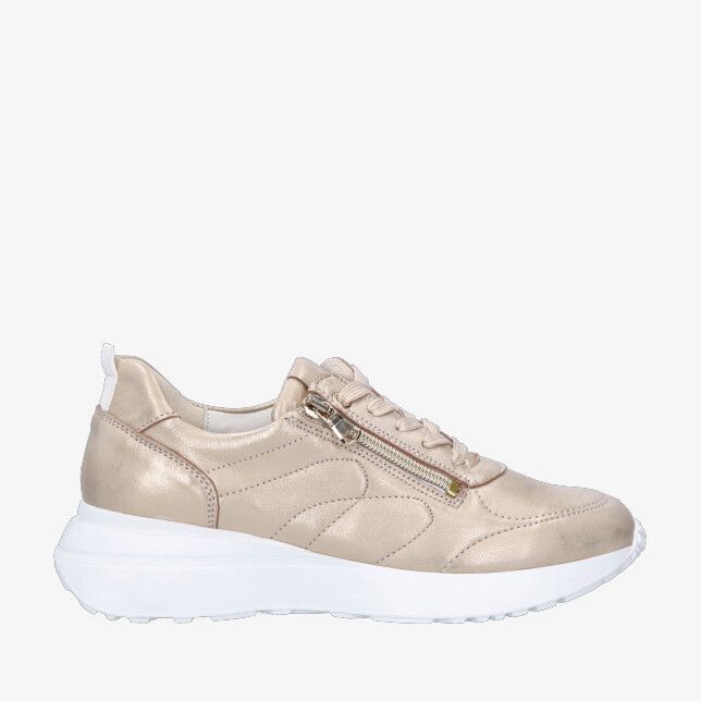 Gouden Waldlaufer G-JESSY 253006 113 102 sneaker in metallic leer met rits aan de zijkant en dikke witte zool