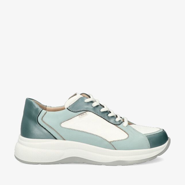 Finn Comfort PICCADILLY 02780 903087 blauwe leren sneaker met wit en stevige dikke zool