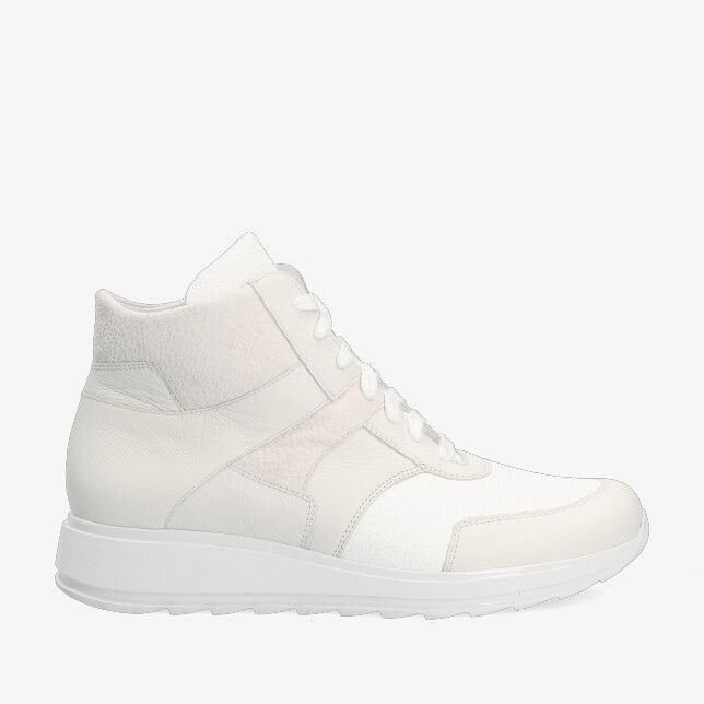Witte leren Durea FLEX 9745 685 1600 sneaker met enkelhoge schacht subtiele panelen vetersluiting en dikke lichte zool