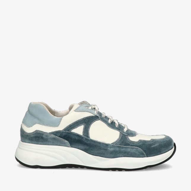 Blauwe Durea DRY MAXX 6283 602 2159 sneaker in leren combinatie met suède overlays en dikke witte zool met veters