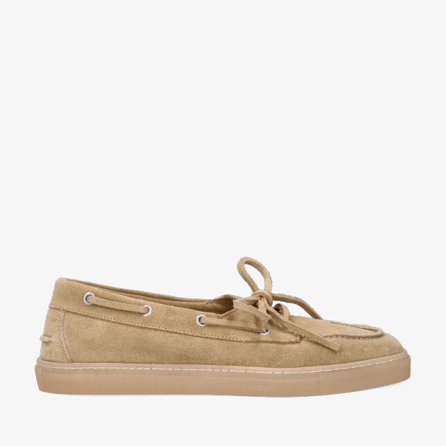 Copenhagen CPH160 bootschoen van beige suède in Sand Cream met 360 graden veters en mocnaad op rubberzool