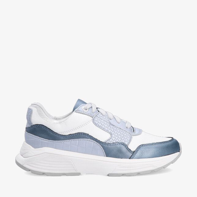 Blauwe Xsensible Golden Gate 33000.3 216 sneaker met stretchcombinatie glanzende overlays en dikke witte zool