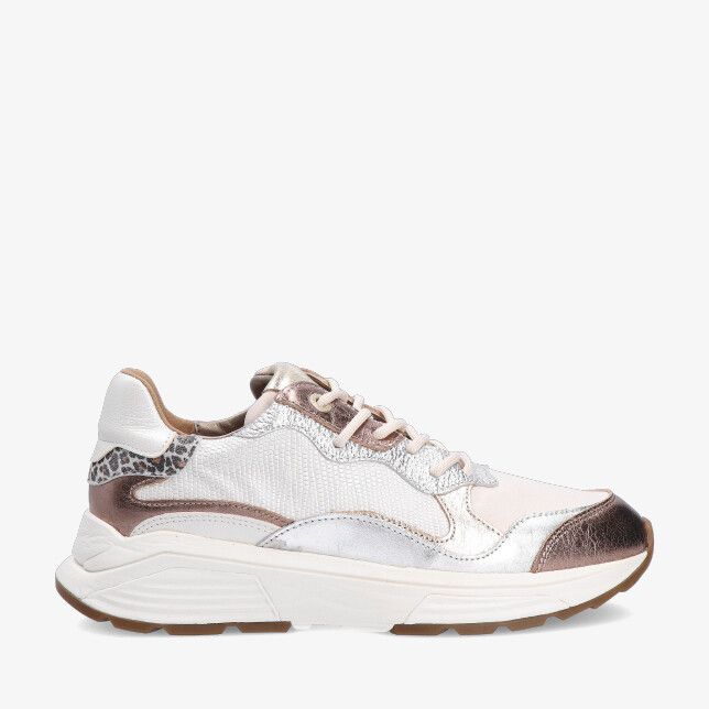 Bruine Xsensible Rainbow 33011.3 396 sneaker met stretchcombi en metallic accenten meshlook en dikke witte zool