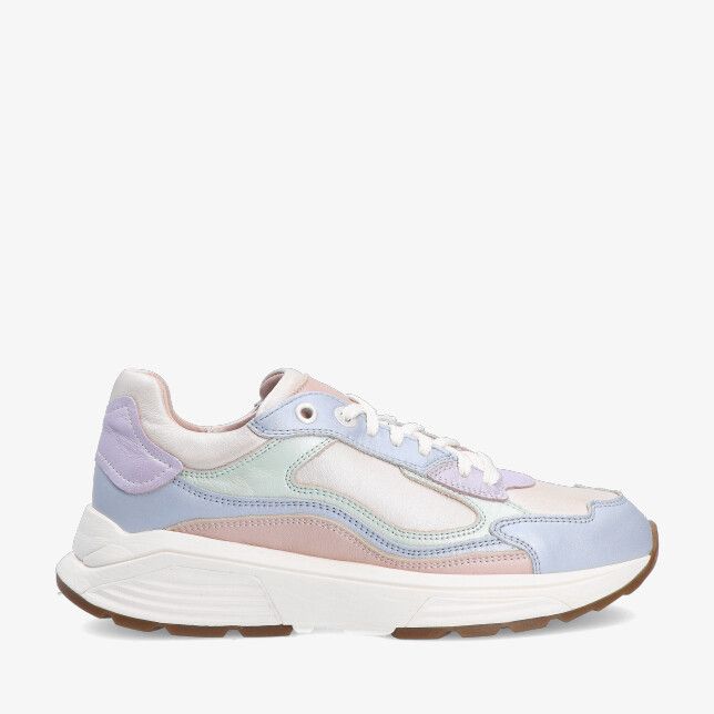 Veelkleurige Xsensible MILAU 33004.4 777 sneaker van metallic leer met pastelpanelen dikke witte zool en gumzool