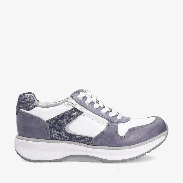 Blauwe Xsensible New Jersey 30150.3 255 sneaker met stretchcombi suède overlays wit leer rits en dikke zool