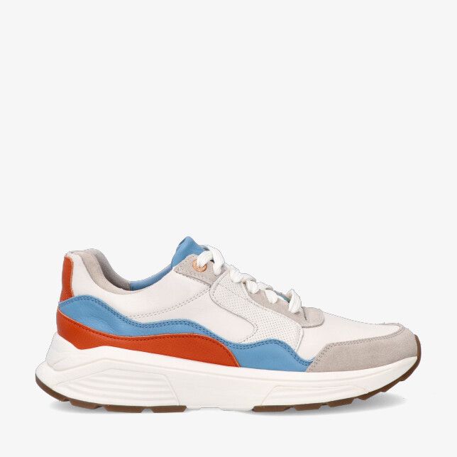 Grijze leren Xsensible Golden Gate 33200.3 108 sneaker met suède details blauwe en oranje accenten en chunky zool
