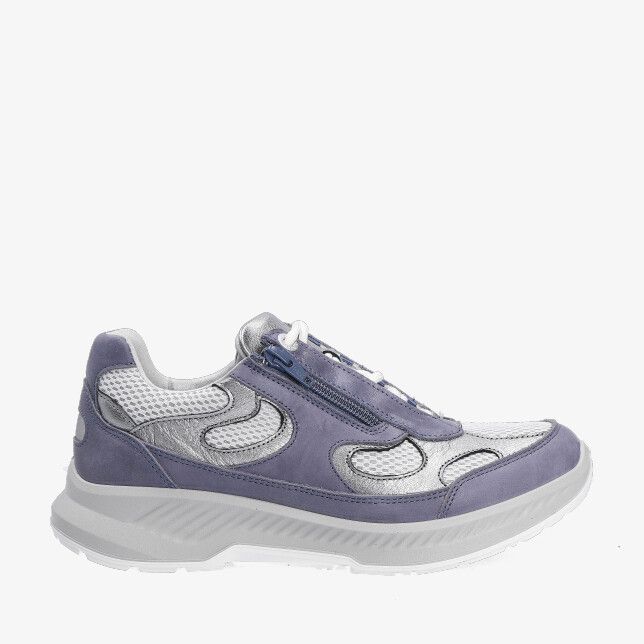 Blauwe Xsensible DOURO 34001.1 255 sneaker met metallic leren en mesh panelen zijrits veters en dikke witte zool