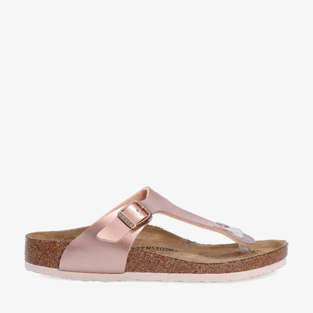 Bronzen Birkenstock Gizeh 1012525 Copper in Birko-Flor met T-band teenstuk verstelbare gesp en kurken voetbed