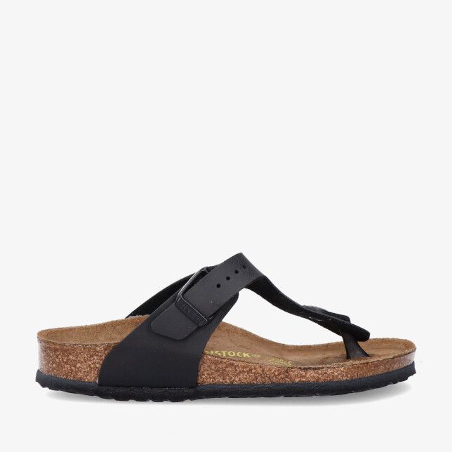 Zwarte Birkenstock Gizeh Kids 846143 teenslipper van synthetisch materiaal met verstelbare gesp en kurken voetbed