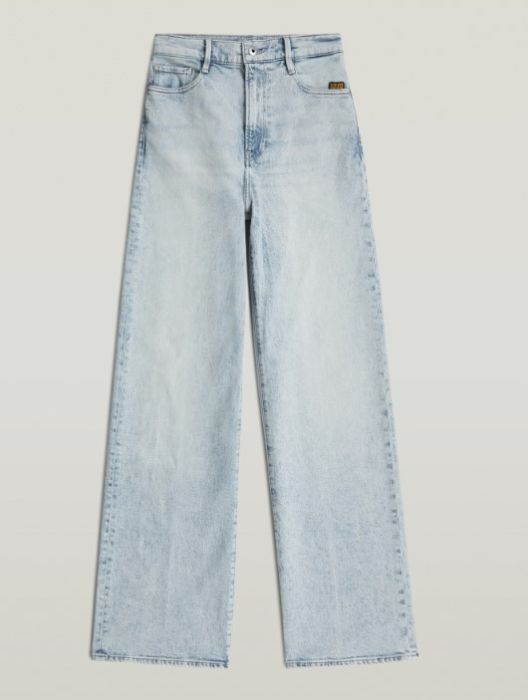 Blauwe G-Star Raw Deck 2.0 jeans met hoge taille en wijde pijpen lichte wassing model D23591-E106 H921 maat 32