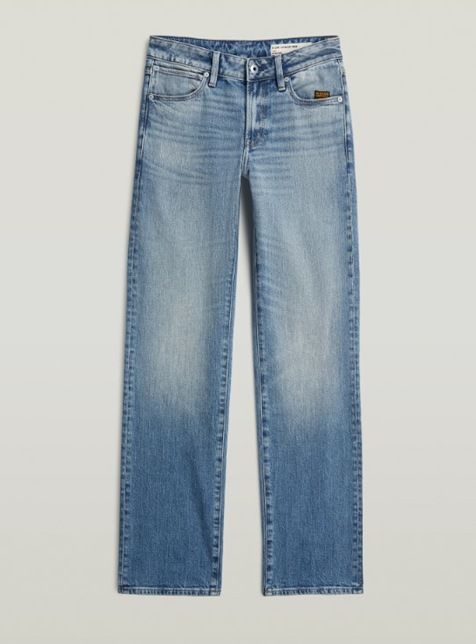 Blauwe G-Star Raw G-Straight jeans D26163-E205 H914 maat 32 met rechte pijpen lichte wassing en vijfzakken
