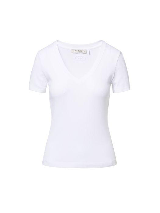Witte Beaumont Diego T-shirt met V-hals en korte mouwen getailleerde pasvorm artikel BC59621261 1000