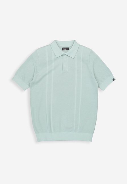 Groene Butcher of Blue Ripley Knit gebreide polo met korte mouwen subtiele verticale banen en ribboorden model M2616001 118