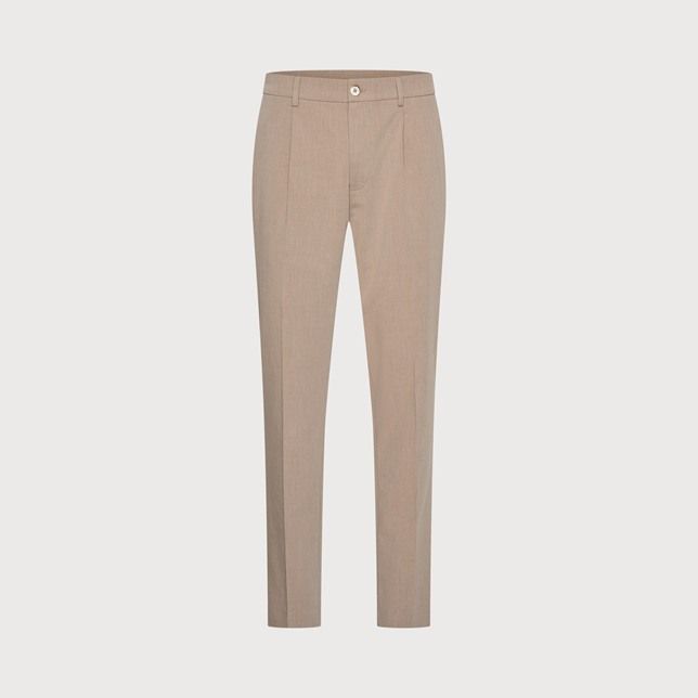 Beige pantalon van Blue Industry Steven S26 M23 met slanke pasvorm persvouw riemlussen en knoopsluiting