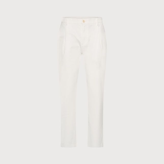 Gebroken witte Blue Industry MACE S26-M35 broek in offwhite met rechte pijpen schuine steekzakken riemlussen en knoopsluiting