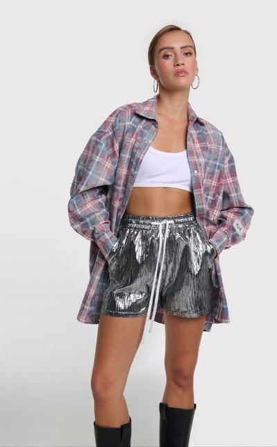 ALIX The Label silver crinkle shorts 2603157558 850