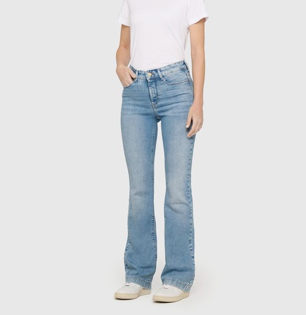 Blauwe MAC Dream Boot jeans met lichte wassing en bootcut pasvorm model 5429 90 0358L maat 32 code D215
