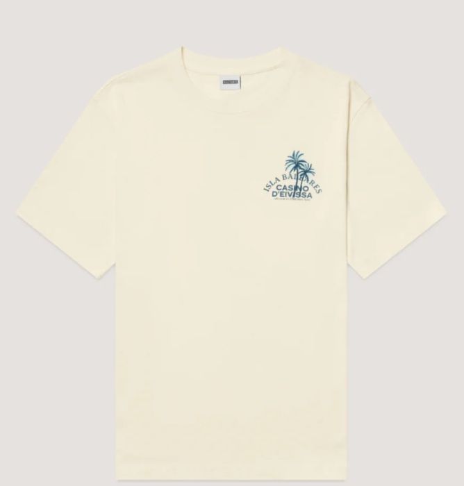 Kultivate TS Casino T-shirt met groene borstprint en palmbomen artikel 2601020203 226 korte mouw en ronde hals