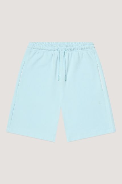 Lichtblauwe Kultivate SH Luxury Comfy 2401084400 747 sweatshort met elastische taille koord en twee ritszakken in jersey