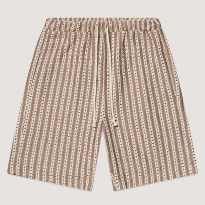 Kultivate SH Crochet shorts multicolour model 2601024404 195 met gehaakte strepen elastische taille en trekkoord