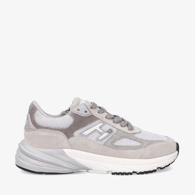 Grijze HIP Shoestyle H1667 15CO-LC sneaker van suède en mesh met H logo en dikke zool