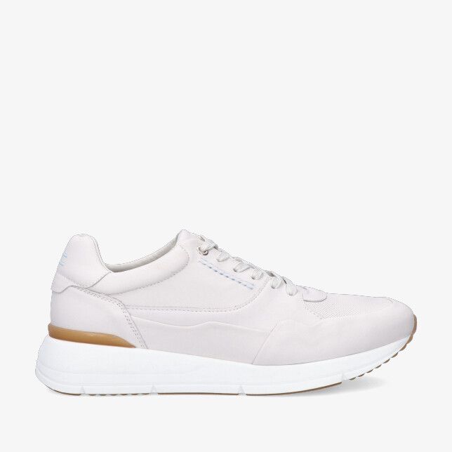 Greve Walker 7288 01-XF-3479 witte leren sneaker met dikke zool en subtiele lichtbruine accenten