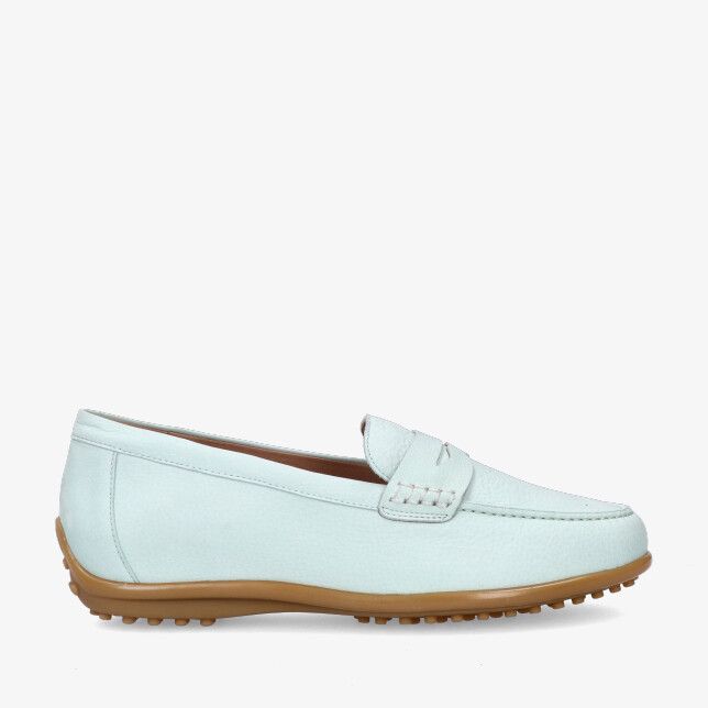 Groene PieSanto 260551 Aqua nubuck loafer met pennyband en rubberen noppenzool