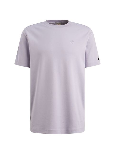 Paars Cast Iron T-shirt CTSS2602510 4270 met ronde hals en korte mouwen met subtiel borstlogo en mouwbadge