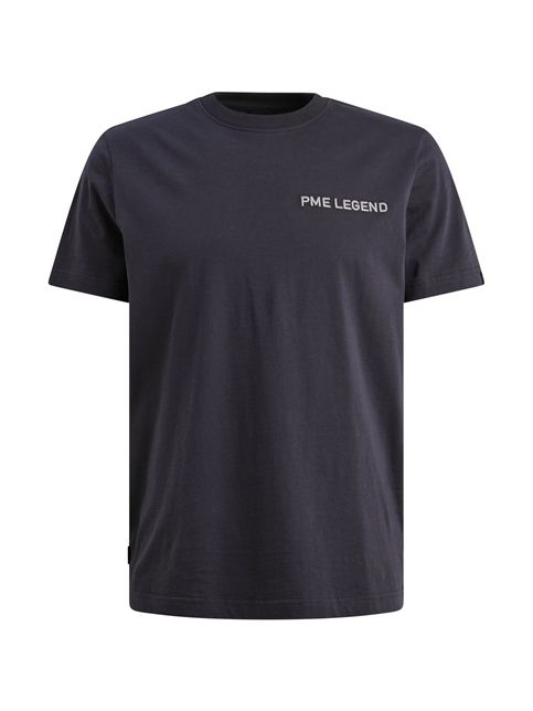 Blauw PME Legend T-shirt PTSS2603571 5278 met ronde hals en klein logo op de borst