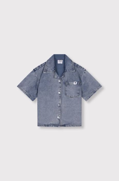Blauwe Alix Mini denim overhemd met korte mouwen knoopsluiting en borstzak model 62603998459 199