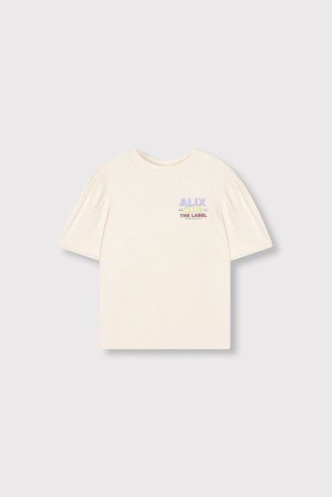 Ecrukleurig Alix MINI T-shirt met ronde hals korte mouwen en kleine borstlogoprint model 62603819496 017
