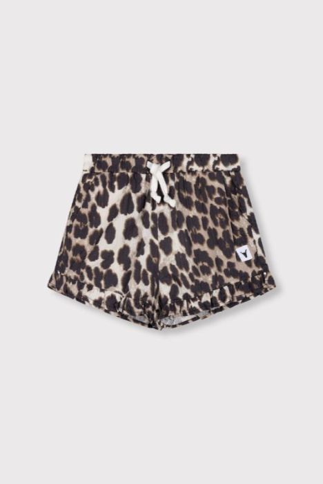 Bruine Alix MINI short met luipaardprint elastische taille en wit koord model 62603103474 601