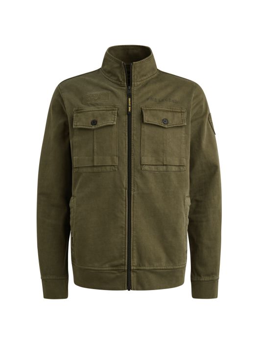 Groene PME Legend jas PJH2602479 6415 met hoge kraag rits en twee borstzakken met klep knoopsluiting en logoborduursels