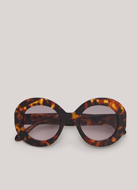 Bruine Summum Sunglasses Charlie 8627 755 met rond oversized montuur met schildpaddessin en grijze degradé glazen
