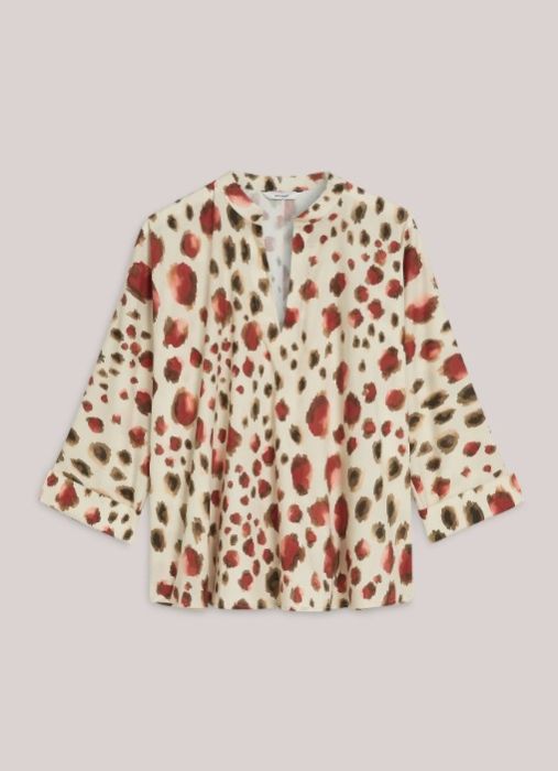 Summum top met multicolour animalprint model 2s3426-12378 120 losvallend met V-split hals en driekwartmouwen