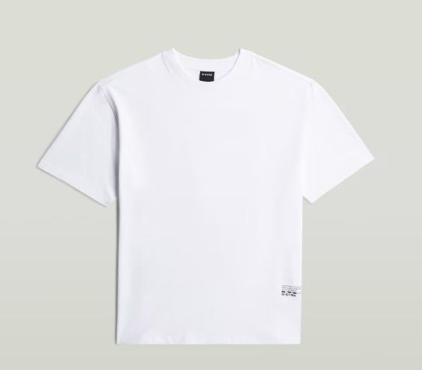 Wit G-Star Raw T-shirt D28886-E385 110 met ronde hals korte mouwen en subtiele tekstprint bij de zoom
