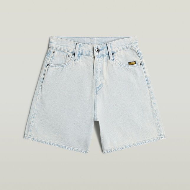 Blauwe G-Star Raw Jett High denim short met lichte wassing drie voorzakken riemlussen en klein label code D28386-D536 J077