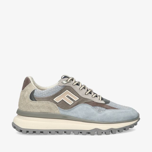 Blauwe Floris van Bommel De Gripper SFM-10238 42-01 sneaker van suède en mesh met F-logo dikke zool en profielzool