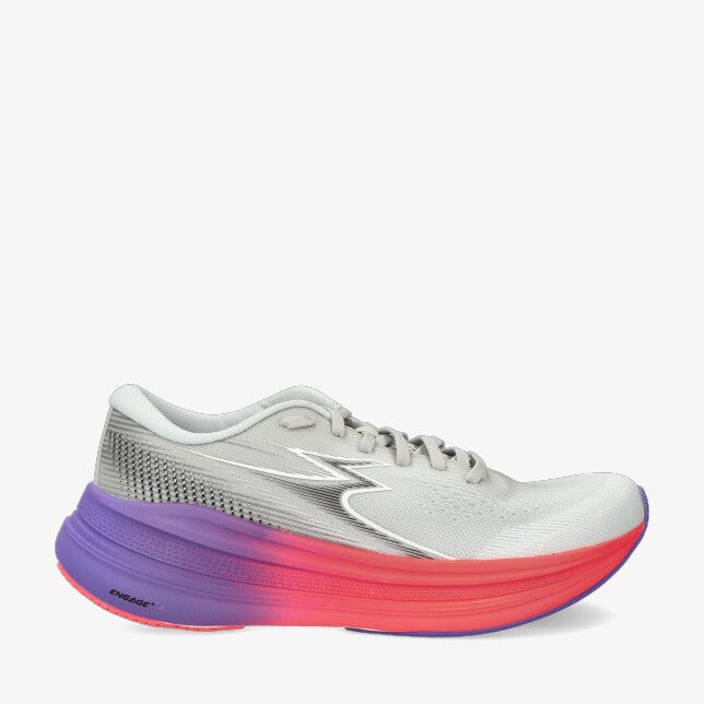 Grijze 361 Centauri Y2560 0595 hardloopschoen met ademend mesh en dikke paarse naar rode zool met zilveren logo