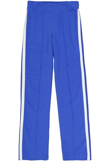 Blauwe Garcia trainingsbroek met witte zijstrepen ritszakken en rechte pijpen model O260112 5441 N/B