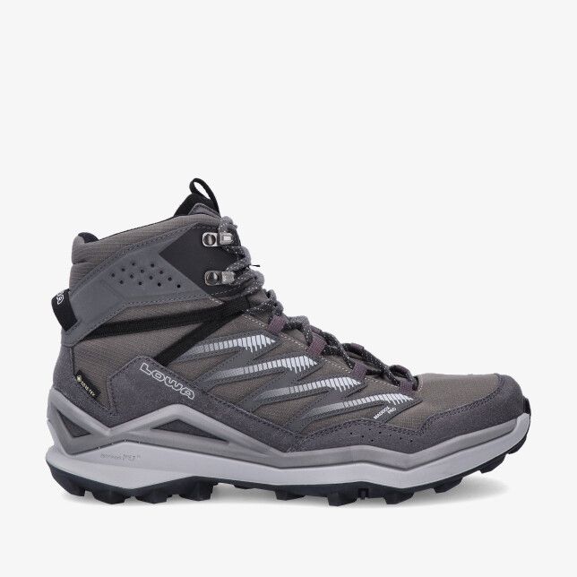 Grijze Lowa Maddox Pro GTX LM311620 9030 halfhoge wandelschoen met mesh panelen stevige profielzool en metalen veterhaken