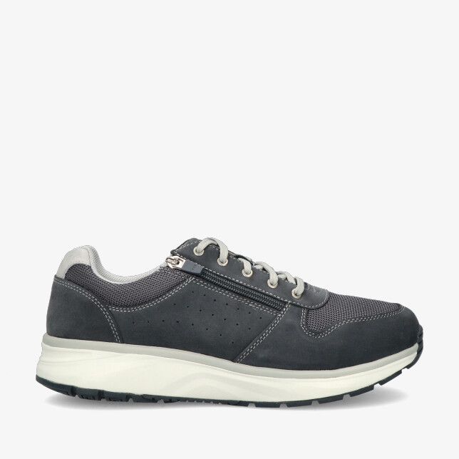 Blauwe leren Joya Dynamo Zip II JY568A sneaker met veters zijrits mesh panelen perforaties en dikke witte zool