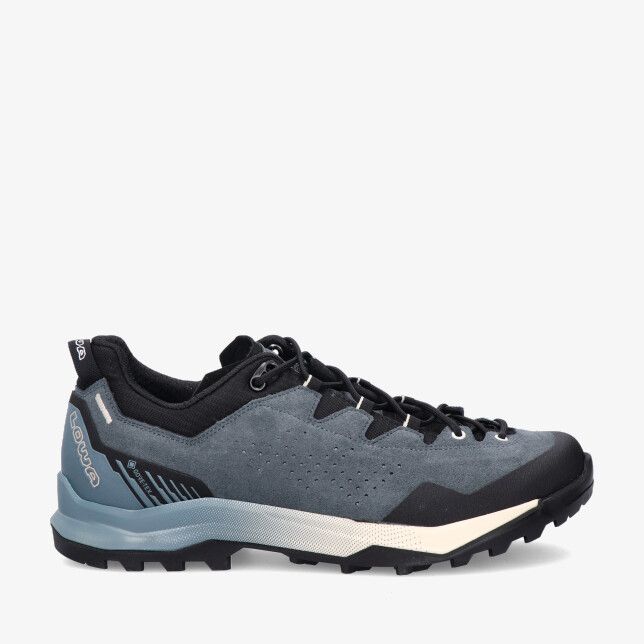 Grijze Lowa Explorer GTX LW211190 6398 lage wandelschoen van suède met perforaties stevige neus en grof profielzool