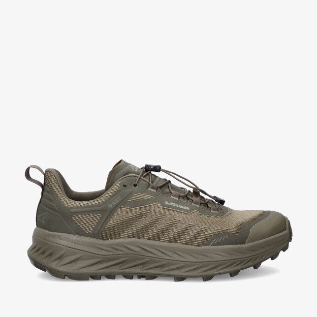 Groene Lowa Fortux GTX LT311814 0750 wandelschoen in ademend mesh met snelveters dikke profielzool en beschermende neus