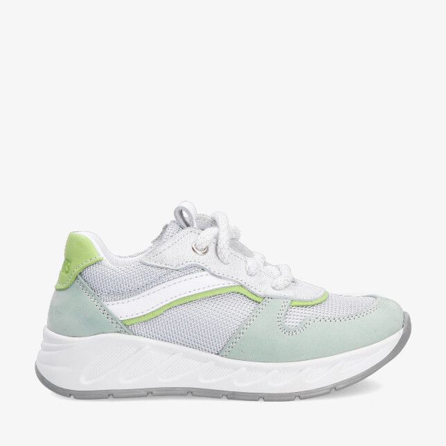 Blauwe Twins SENNE SHARP 326107 159-W5 sneaker in leercombi met mesh en suède details witte zool en groene accenten