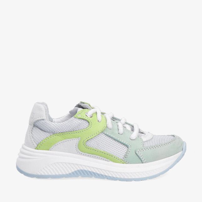 Twins Elena Engel 326130 159 W3 sneaker met blauwe details in leren combinatie met mesh suède overlays en chunky zool