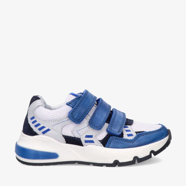 Blauwe Track Style Silas Splin 326357 523-W3 sneaker in leren combi met mesh en suède met drie klittenbandriempjes