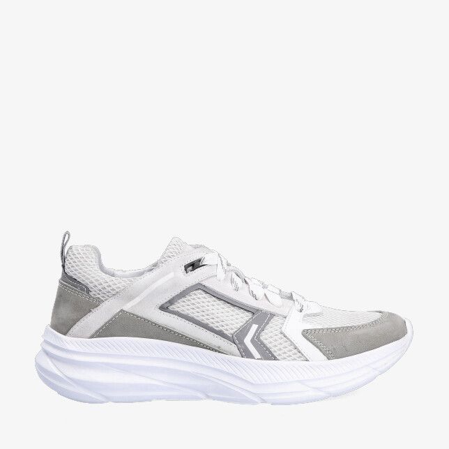Track Style VIGO VOS 326401 581-W3 in wit sneaker van leercombi met mesh panelen grijze suède details en dikke gewelfde zool