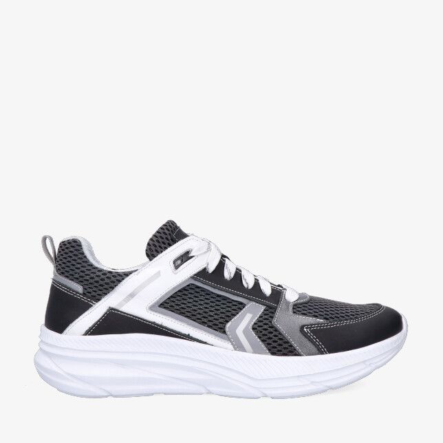 Zwarte Track Style VIGO VOS 326401 589-W5 sneaker in leren combi met mesh en witte dikke zool sportieve look